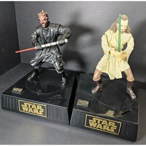 Tested STAR WARS 1999 Interactive Set, Darth Maul,Obi-Wan Kenobi Coin Banks VTG